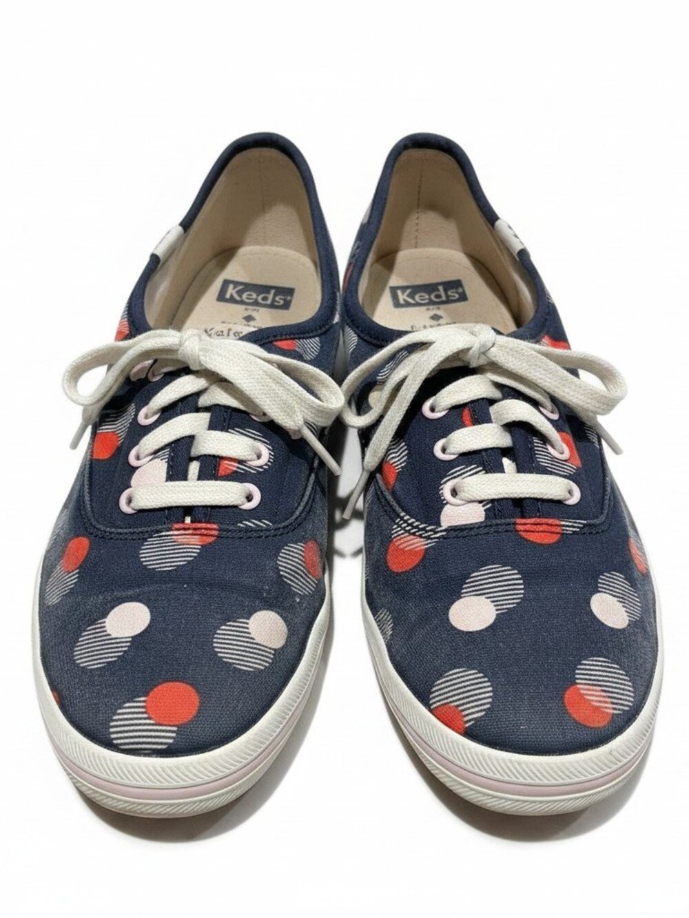 Keds x Kate Spade Blue Canvas Champion Dancing Dot Lace Up Sneakers Size 8